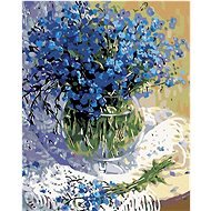 Malen nach Zahlen - Blumenstrauß mit blauen Blumen, 40x50 cm, ohne Rahmen und ohne Leinwand - Malen nach Zahlen