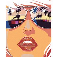 Painting by Numbers - Woman in Glasses and Reflection of Palms, 40x50 cm, stretched canvas on frame - Painting by Numbers