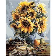 Malen nach Zahlen - Sonnenblumenstrauß in Herbstfarben, 80x100 cm, ohne Rahmen und ohne Leinwandr - Malen nach Zahlen