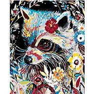 Painting by numbers - Raccoon with flowers, 40x50 cm, stretched canvas on frame - Painting by Numbers