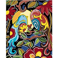 Painting by Numbers - Flower painting with birds, 40x50 cm, stretched canvas on frame - Painting by Numbers