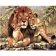 Painting by Numbers - Lion with lioness and cub, 50x40 cm, stretched canvas on frame - Painting by Numbers