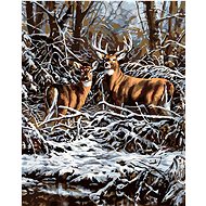 Painting by Numbers - Deer with a rope in a thicket, 40x50 cm, stretched canvas on frame - Painting by Numbers