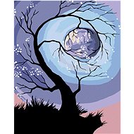 Painting by Numbers - Tree in Full Moon, 80x100 cm, stretched canvas on frame - Painting by Numbers
