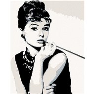 Painting by Numbers - Audrey Hepburn black and white, 40x50 cm, unframed and without canvas shut off - Painting by Numbers