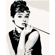 Malen nach Zahlen - Audrey Hepburn schwarz-weiß, 40x50 cm, Spannleinwand auf Rahmen - Malen nach Zahlen