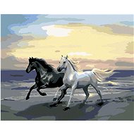 Painting by numbers - Horses on the beach, 50x40 cm, stretched canvas on frame - Painting by Numbers