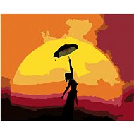 Painting by Numbers - Woman with Umbrella and Sunset, 50x40 cm, stretched canvas on frame - Painting by Numbers