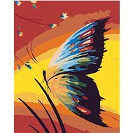 Painting by Numbers - Butterfly in Grass and Sunset, 80x100cm, Stretched Canvas on Frame - Painting by Numbers