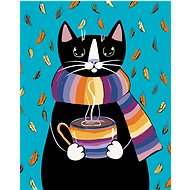 Painting by numbers - Cat with striped scarf, 40x50 cm, stretched canvas on frame - Painting by Numbers