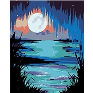 Painting by Numbers - Moon over the Lake, 80x100 cm, stretched canvas on frame - Painting by Numbers