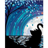 Painting by Numbers - Swan at Full Moon II, 80x100 cm, stretched canvas on frame - Painting by Numbers