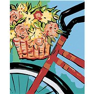 Painting by numbers - Wheel with a basket of flowers, 40x50 cm, stretched canvas on frame - Painting by Numbers