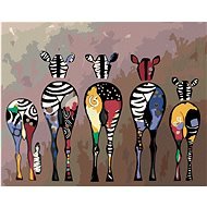 Painting by Numbers - Herd of Zebras, 50x40 cm, stretched canvas on frame - Painting by Numbers