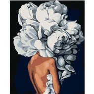 Malen nach Zahlen - Frau hinter einer Blume, 40x50 cm, Leinwand auf Keilrahmen - Malen nach Zahlen