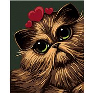 Painting by numbers - Cat with three hearts, 80x100 cm, stretched canvas on frame - Painting by Numbers