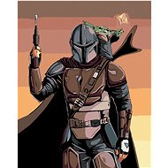 Painting by numbers - Mandalorian and baby Yoda, 40x50 cm, stretched canvas on frame - Painting by Numbers