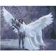 Painting by numbers - Angel on a unicorn, 50x40 cm, without frame and without turning off the canvas - Painting by Numbers