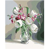 Painting by Numbers - White Tulips, 40x50 cm, without frame and without canvas switching off - Painting by Numbers
