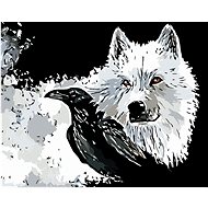 Painting by Numbers - Dog and Raven, 50x40 cm, stretched canvas on frame - Painting by Numbers