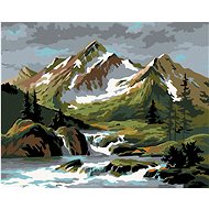 Painting by Numbers - Flowing Stream Under a Mountain, 50x40 cm, stretched canvas on frame - Painting by Numbers