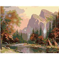Painting by Numbers - Tipi under the Mountains, 50x40 cm, stretched canvas on frame - Painting by Numbers