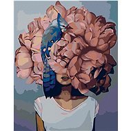 Malen nach Zahlen - Frau mit rosa Blume und Vogel, 40x50 cm, ohne Rahmen und ohne Leinwand - Malen nach Zahlen