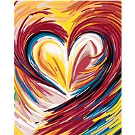 Painting by Numbers - Rainbow Painted Heart, 80x100 cm, stretched canvas on frame - Painting by Numbers