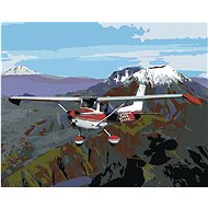 Painting by Numbers - Airplane over a volcano, 50x40 cm, stretched canvas on frame - Painting by Numbers