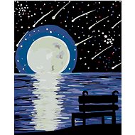 Painting by Numbers - Bench Moon and Perseids, 40x50 cm, stretched canvas on frame - Painting by Numbers