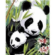 Painting by Numbers - Panda with cub, 40x50 cm, stretched canvas on frame - Painting by Numbers
