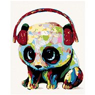 Painting by numbers - Panda with headphones, 40x50 cm, off canvas on frame - Painting by Numbers