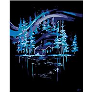Painting by Numbers - Aurora Borealis over a Cottage, 80x100 cm, stretched canvas on frame - Painting by Numbers