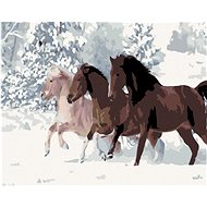 Painting by numbers - Horses in the snow, 50x40 cm, without frame and without switching off the canv - Painting by Numbers