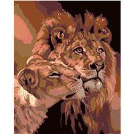 Painting by Numbers - Lion and Lioness, 40x50 cm, stretched canvas on frame - Painting by Numbers