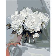 Maľovanie podľa čísel – Biele pivonky, 80 × 100 cm, napnuté plátno na rám - Maľovanie podľa čísel