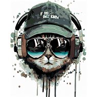 Painting by numbers - Cat with headphones, 40x50 cm, without frame and without switching off the can - Painting by Numbers