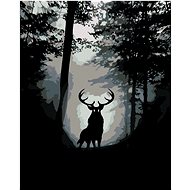 Painting by Numbers - Deer in a Dark Forest, 40x50 cm, stretched canvas on frame - Painting by Numbers
