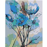 Painting by Numbers - Abstraction of Blue Flowers, 80x100 cm, stretched canvas on frame - Painting by Numbers