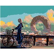 Painting by Numbers - Girl on a Bicycle, 50x40 cm, stretched canvas on frame - Painting by Numbers