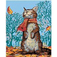 Painting by Numbers - Cat and Autumn Weather, 40x50 cm, stretched canvas on frame - Painting by Numbers