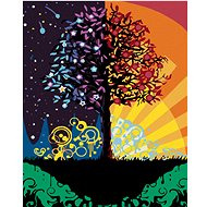 Painting by Numbers - Colorful Tree, 40x50 cm, stretched canvas on frame - Painting by Numbers