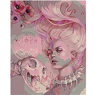 Painting by Numbers - Pink Woman with a Skull, 80x100 cm, stretched canvas on frame - Painting by Numbers