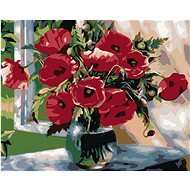 Painting by Numbers - Poppies in glass vase, 50x40 cm, stretched canvas on frame - Painting by Numbers