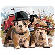 Painting by Numbers - Bulldogs with a Veteran, 50x40 cm, stretched canvas on frame - Painting by Numbers