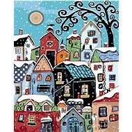 Painting by Numbers - Colored Houses in Winter, 40x50 cm, stretched canvas on frame - Painting by Numbers