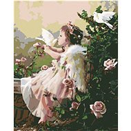Painting by Numbers - Angel in Roses, 40x50 cm, stretched canvas on frame - Painting by Numbers