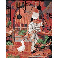 Painting by Numbers - Chef feeding the goose, 40x50 cm, stretched canvas on frame - Painting by Numbers