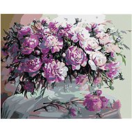 Painting by Numbers - Violet Peonies, 50x40 cm, without frame and without turning off the canvas - Painting by Numbers