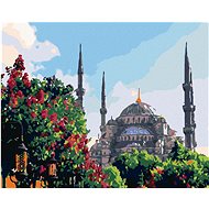 Painting by Numbers - Beautiful Building in a Flower Garden, 50x40 cm, stretched canvas on frame - Painting by Numbers